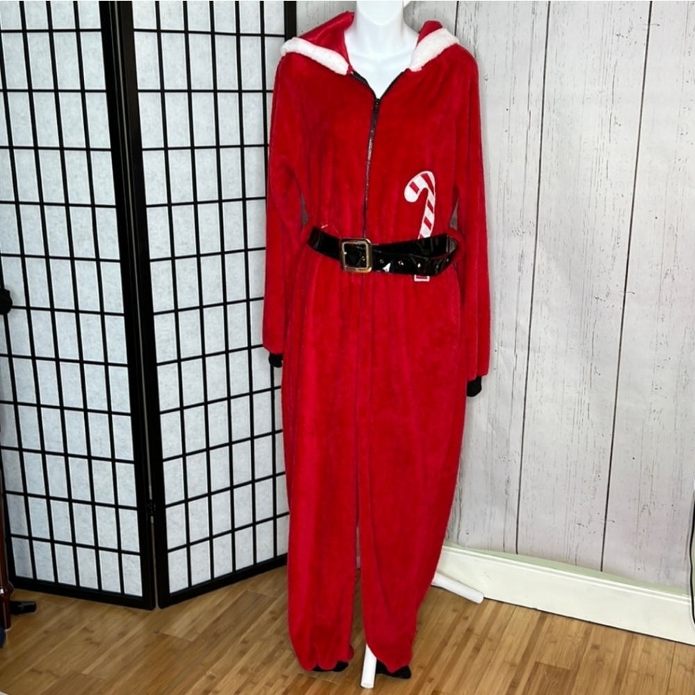 Santa fleece onesie union suit pajamas
